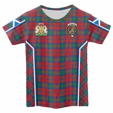 Fotheringham (Fotheringhame) Tartan Crest Kid T-shirt Scotland Coat of Arm Flag Style - Tartan Vibes Clothing