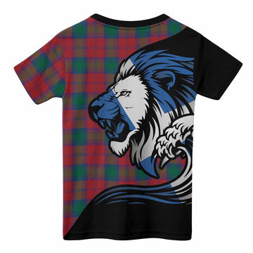 Fotheringham (Fotheringhame) Tartan Crest Kid T-shirt Scottish Golden Lions Wave Flow