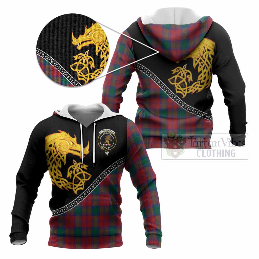 Fotheringham (Fotheringhame) Tartan Crest Knitted Hoodie Legendary Dragon Knot Half Style