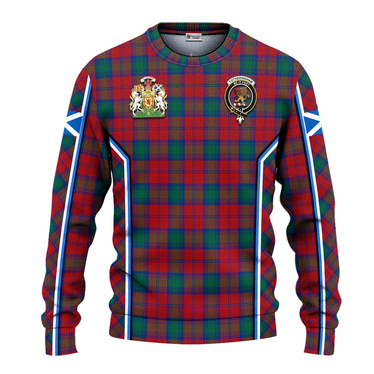 Fotheringham (Fotheringhame) Tartan Crest Knitted Sweater Scotland Coat of Arm Flag Style - Tartan Vibes Clothing