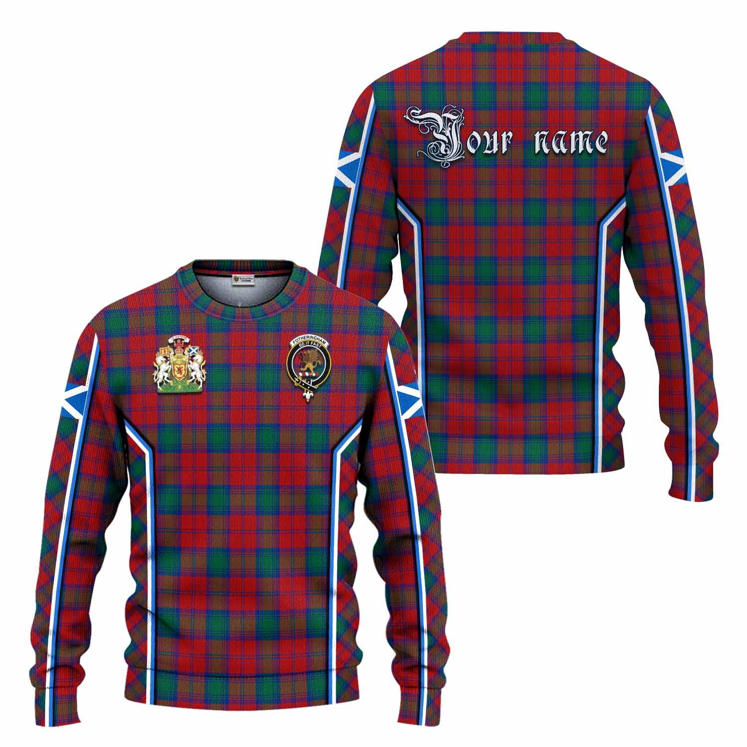 Fotheringham (Fotheringhame) Tartan Crest Knitted Sweater Scotland Coat of Arm Flag Style - Tartan Vibes Clothing