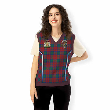 Fotheringham (Fotheringhame) Tartan Crest Knitted V-Neck Vest Scotland Coat of Arm Flag Style