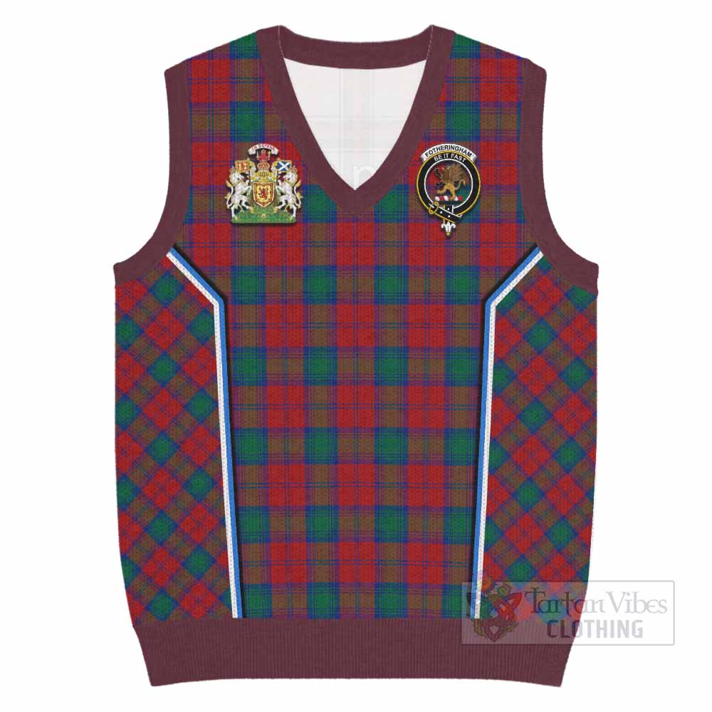 Fotheringham (Fotheringhame) Tartan Crest Knitted V-Neck Vest Scotland Coat of Arm Flag Style - Tartan Vibes Clothing
