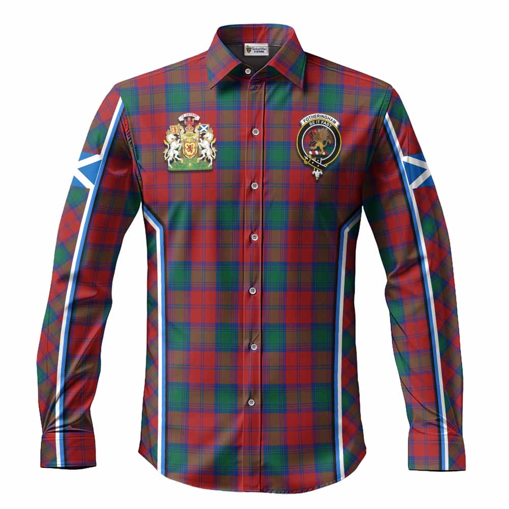 Fotheringham (Fotheringhame) Tartan Crest Long Sleeve Button Shirts Scotland Coat of Arm Flag Style - Tartan Vibes Clothing