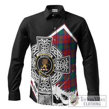 Fotheringham (Fotheringhame) Tartan Crest Long Sleeve Button Shirts Scottish Celtic Cross Heritage
