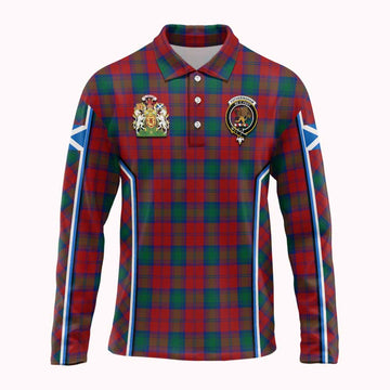 Fotheringham (Fotheringhame) Tartan Crest Long Sleeve Polo Shirt Scotland Coat of Arm Flag Style