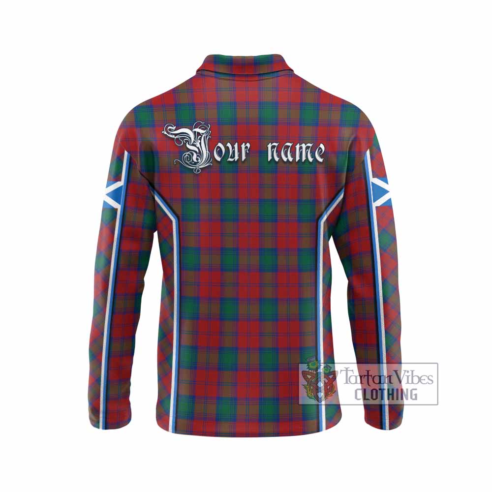 Fotheringham (Fotheringhame) Tartan Crest Long Sleeve Polo Shirt Scotland Coat of Arm Flag Style - Tartan Vibes Clothing
