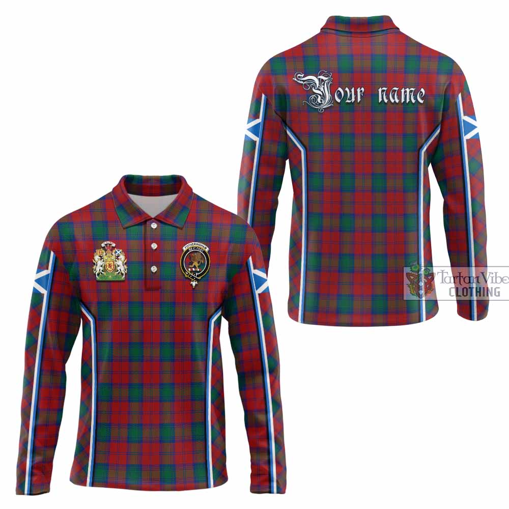 Fotheringham (Fotheringhame) Tartan Crest Long Sleeve Polo Shirt Scotland Coat of Arm Flag Style - Tartan Vibes Clothing