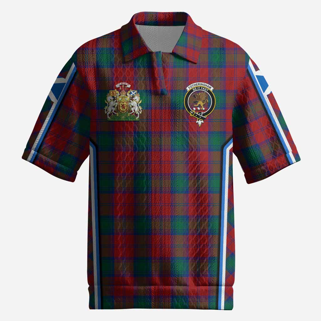 Fotheringham (Fotheringhame) Tartan Crest Men’s Polo Sweater Top Scotland Coat of Arm Flag Style