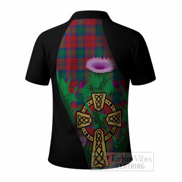 Fotheringham (Fotheringhame) Tartan Crest Polo Shirt Celtic Cross Thistle Flowers