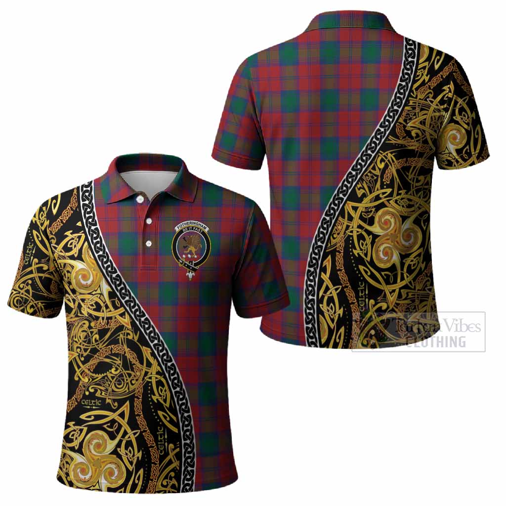 Fotheringham (Fotheringhame) Tartan Crest Polo Shirt Celtic Knot and Triple Trickle Spiral Symbols