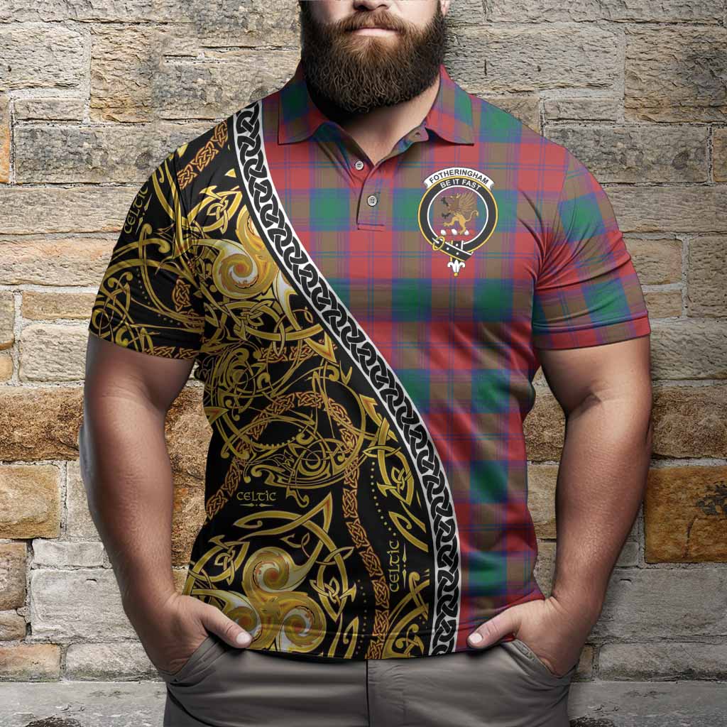 Fotheringham (Fotheringhame) Tartan Crest Polo Shirt Celtic Knot and Triple Trickle Spiral Symbols