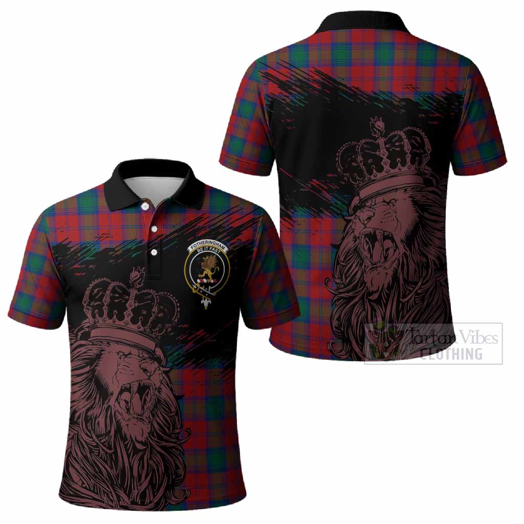 Fotheringham (Fotheringhame) Tartan Crest Polo Shirt Crowned Lion Heritage Style