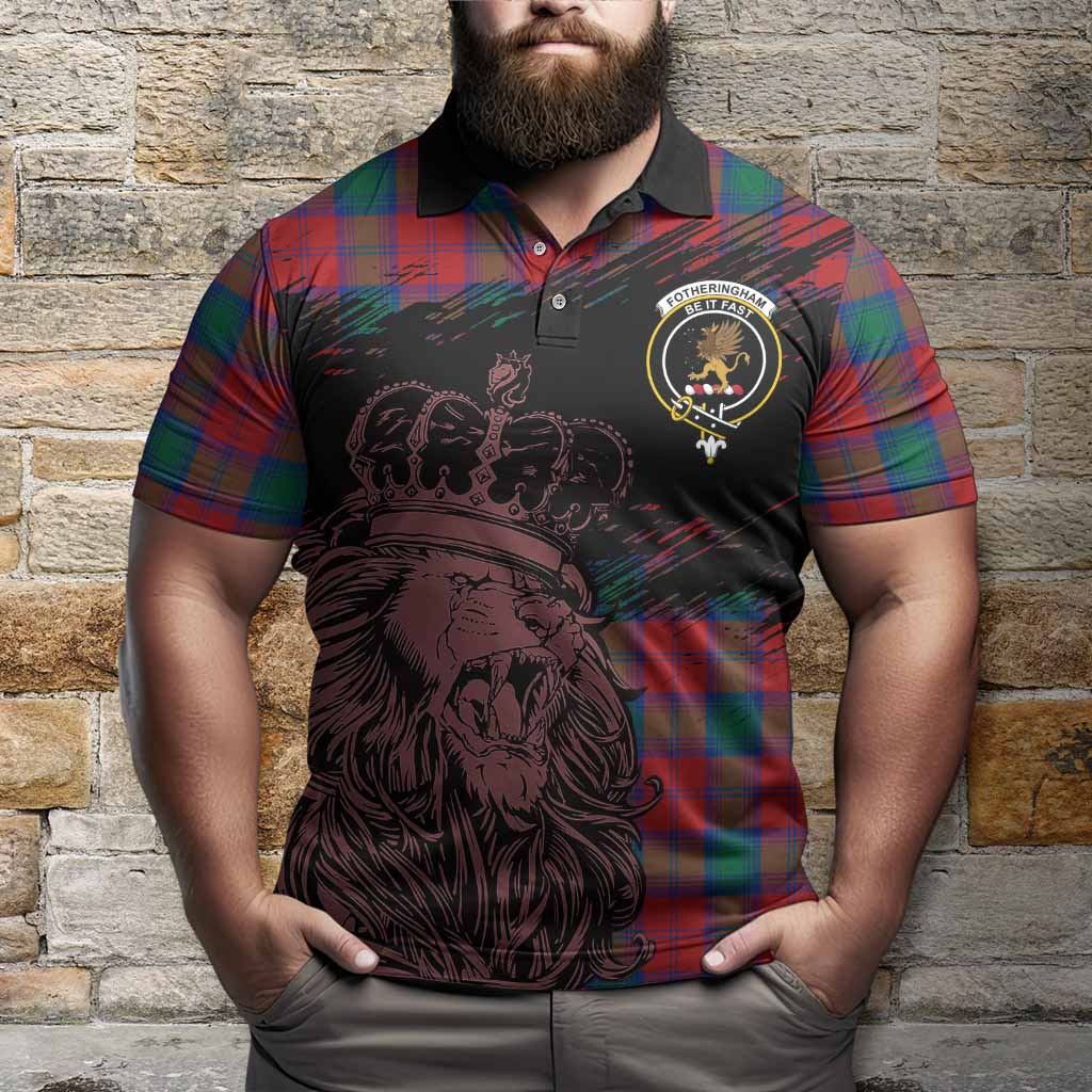 Fotheringham (Fotheringhame) Tartan Crest Polo Shirt Crowned Lion Heritage Style