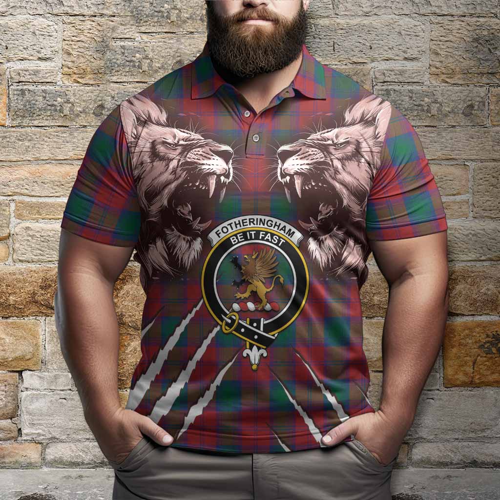 Fotheringham (Fotheringhame) Tartan Crest Polo Shirt Ferocious Lion Style
