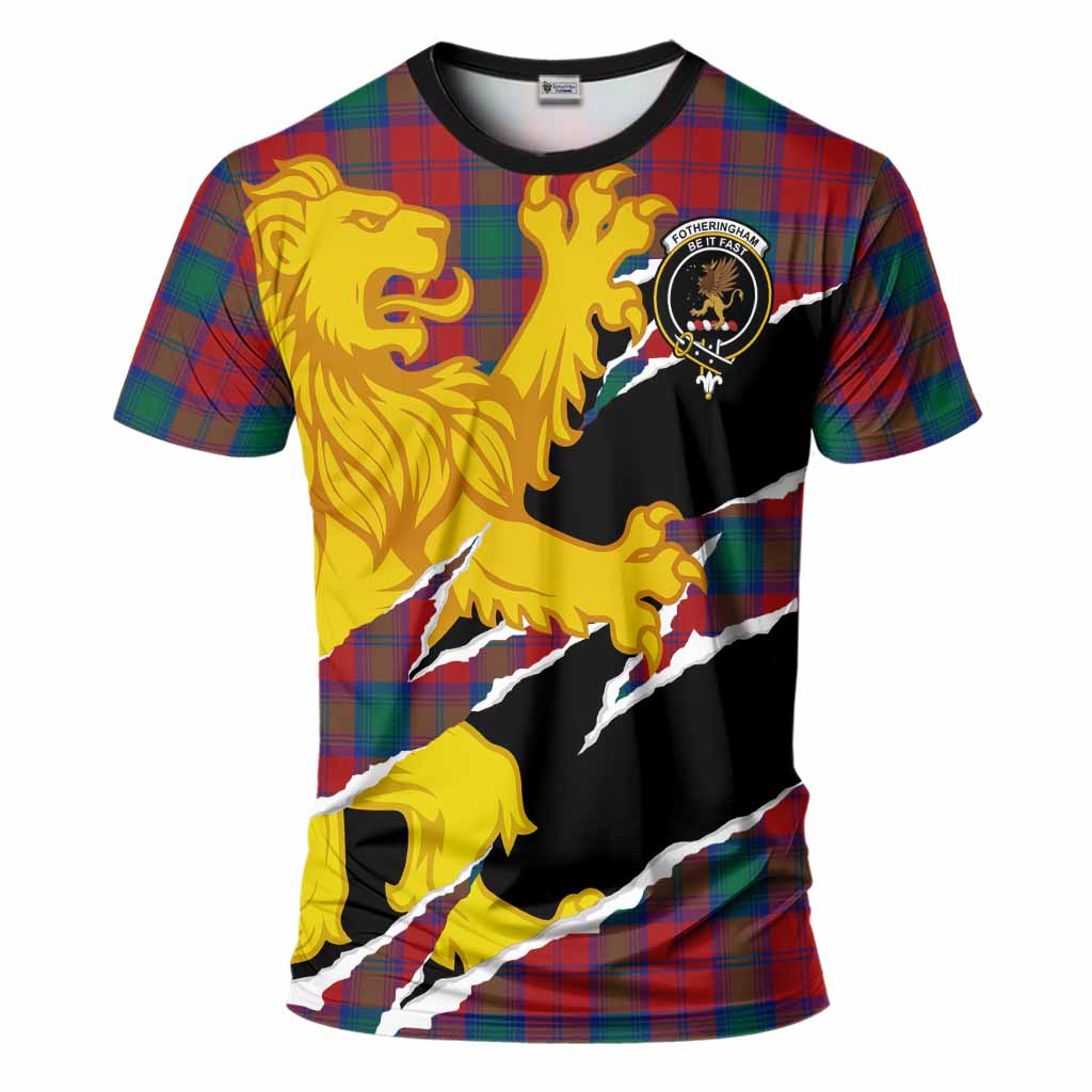 Fotheringham (Fotheringhame) Tartan Crest Scottish T-Shirt Heraldic Golden Lion