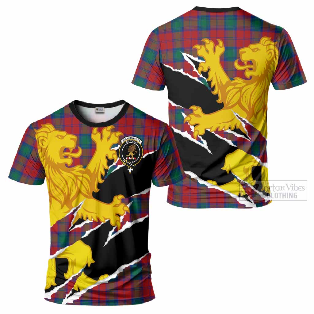 Fotheringham (Fotheringhame) Tartan Crest Scottish T-Shirt Heraldic Golden Lion