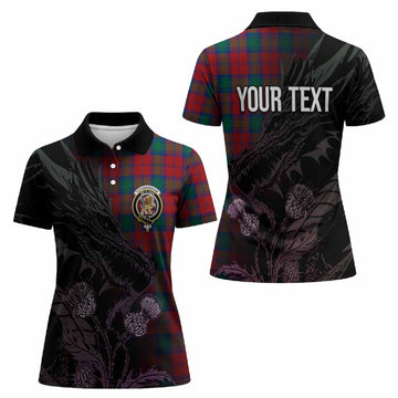 Fotheringham (Fotheringhame) Tartan Crest Scottish Women Polo Shirt Dragon and Thistle