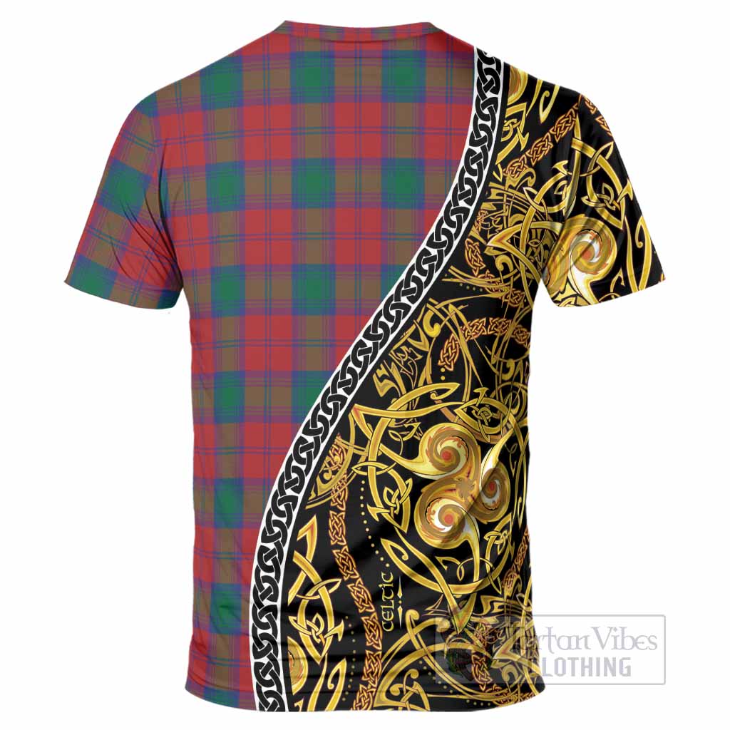 Fotheringham (Fotheringhame) Tartan Crest T-Shirt Celtic Knot and Triple Trickle Spiral Symbols