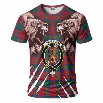 Fotheringham (Fotheringhame) Tartan Crest T-Shirt Ferocious Lion Style