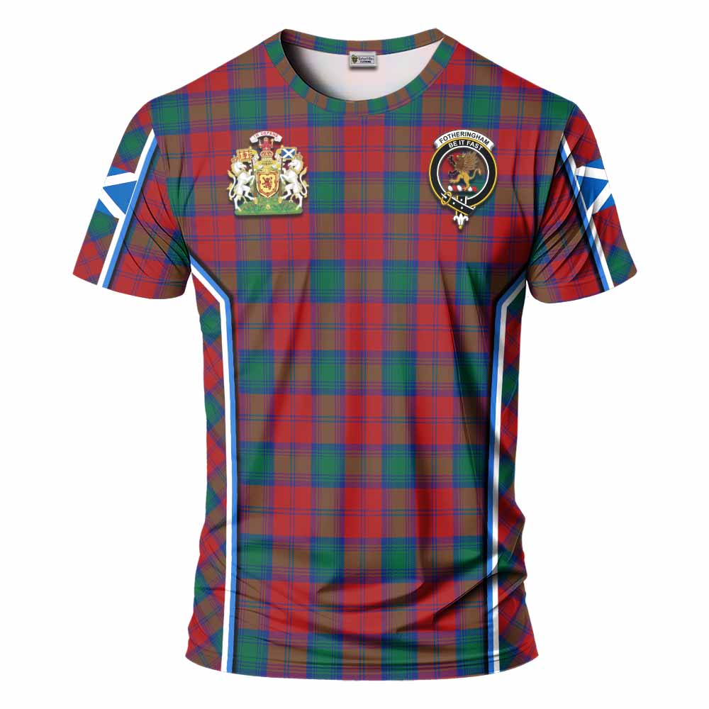 Fotheringham (Fotheringhame) Tartan Crest T-shirt Scotland Coat of Arm Flag Style - Tartan Vibes Clothing
