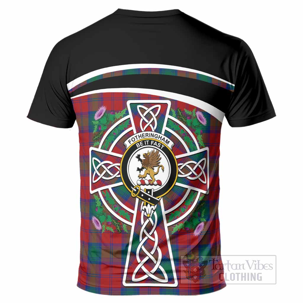 Fotheringham (Fotheringhame) Tartan Crest T-Shirt Scottish Thistle Celtic Cross Alba Gu Brath