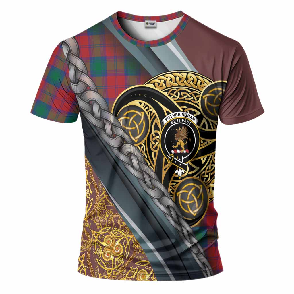 Fotheringham (Fotheringhame) Tartan Crest T-Shirt Scottish Triskele Celtic