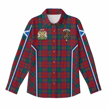Fotheringham (Fotheringhame) Tartan Crest Women Casual Shirt Scotland Coat of Arm Flag Style