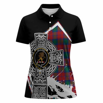 Fotheringham (Fotheringhame) Tartan Crest Women Polo Shirt Scottish Celtic Cross Heritage