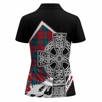 Fotheringham (Fotheringhame) Tartan Crest Women Polo Shirt Scottish Celtic Cross Heritage