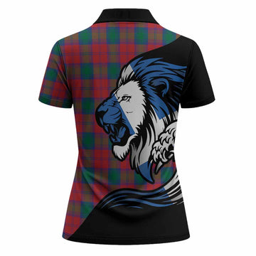 Fotheringham (Fotheringhame) Tartan Crest Women Polo Shirt Scottish Golden Lions Wave Flow