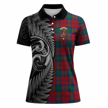Fotheringham (Fotheringhame) Tartan Crest Women Polo Shirt With New Zealand Silver Fern Maori Koru