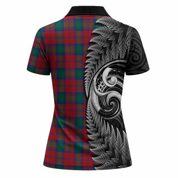 Fotheringham (Fotheringhame) Tartan Crest Women Polo Shirt With New Zealand Silver Fern Maori Koru