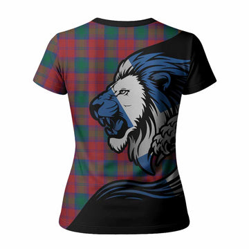 Fotheringham (Fotheringhame) Tartan Crest Women T shirt Scottish Golden Lions Wave Flow