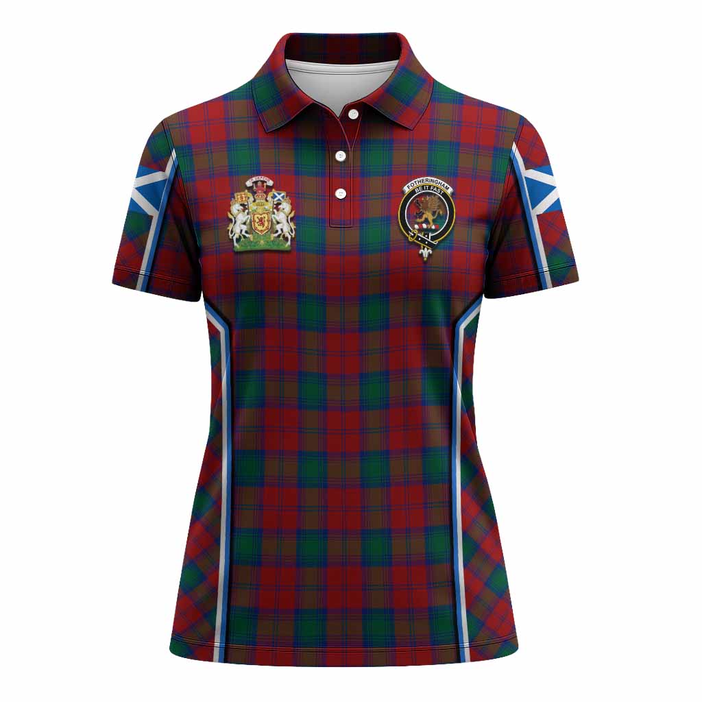 Fotheringham (Fotheringhame) Tartan Crest Women's Polo Shirt Scotland Coat of Arm Flag Style - Tartan Vibes Clothing
