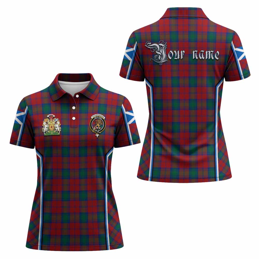 Fotheringham (Fotheringhame) Tartan Crest Women's Polo Shirt Scotland Coat of Arm Flag Style - Tartan Vibes Clothing