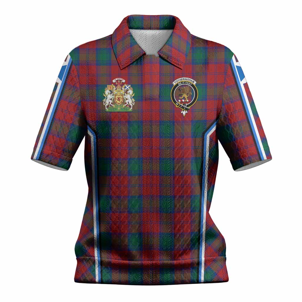 Fotheringham (Fotheringhame) Tartan Crest Women’s Polo Sweater Top Scotland Coat of Arm Flag Style