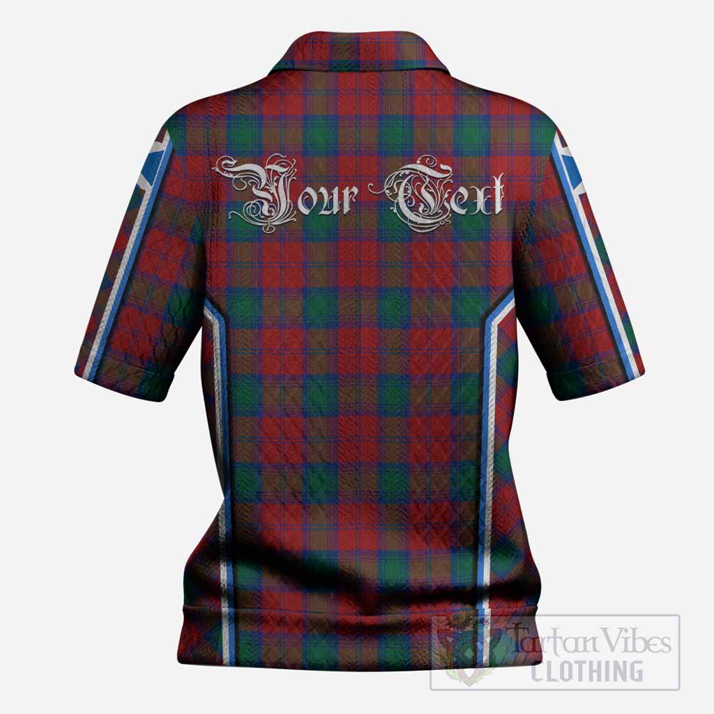 Fotheringham (Fotheringhame) Tartan Crest Women’s Polo Sweater Top Scotland Coat of Arm Flag Style