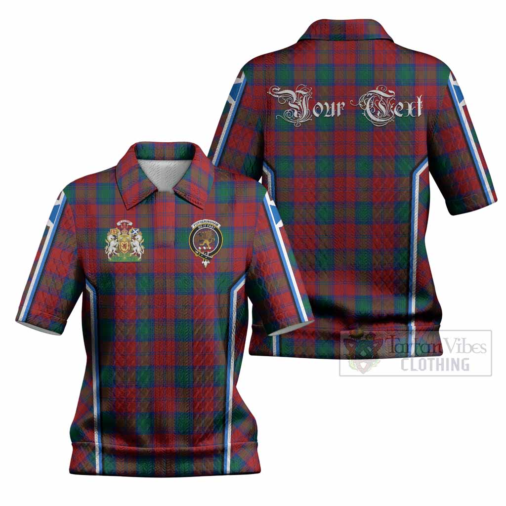 Fotheringham (Fotheringhame) Tartan Crest Women’s Polo Sweater Top Scotland Coat of Arm Flag Style