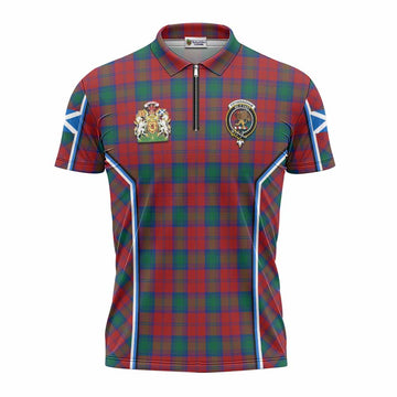 Fotheringham (Fotheringhame) Tartan Crest Zipper Polo Shirt Scotland Coat of Arm Flag Style
