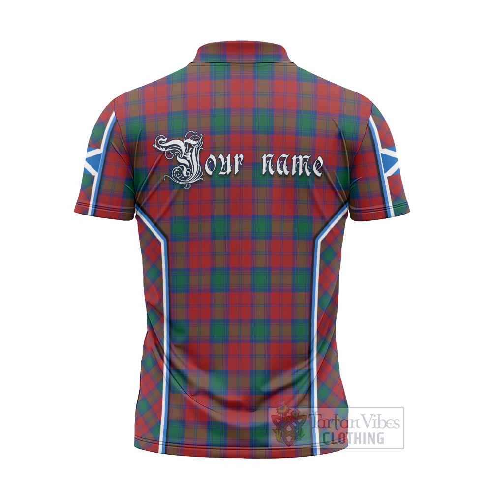 Fotheringham (Fotheringhame) Tartan Crest Zipper Polo Shirt Scotland Coat of Arm Flag Style - Tartan Vibes Clothing