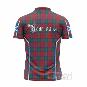 Fotheringham (Fotheringhame) Tartan Crest Zipper Polo Shirt Scotland Coat of Arm Flag Style