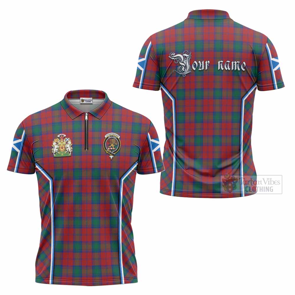 Fotheringham (Fotheringhame) Tartan Crest Zipper Polo Shirt Scotland Coat of Arm Flag Style - Tartan Vibes Clothing