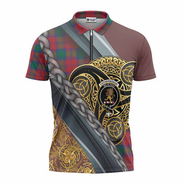 Fotheringham (Fotheringhame) Tartan Crest Zipper Polo Shirt Scottish Triskele Celtic