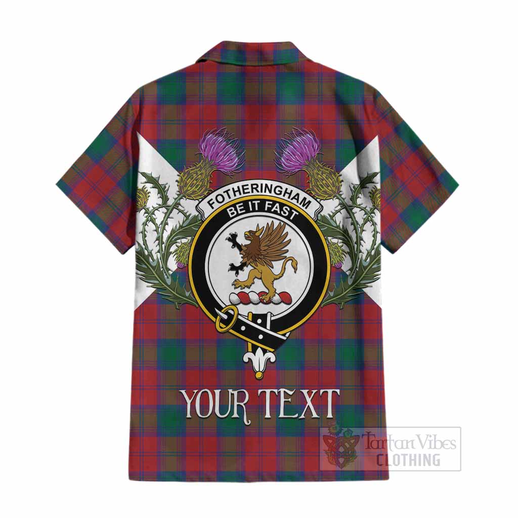 Fotheringham (Fotheringhame) Tartan Family Crest Cotton Hawaiian Shirt Scottish Burns Night Thistle Floral