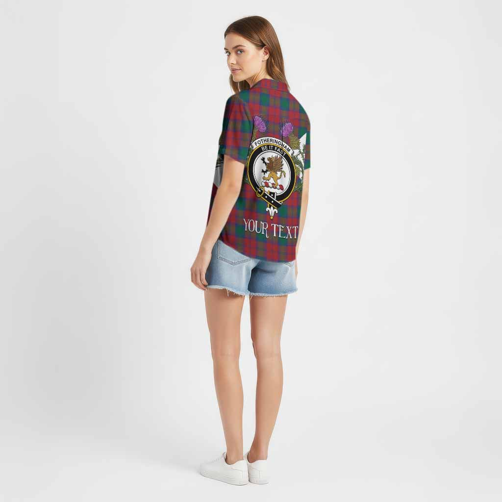 Fotheringham (Fotheringhame) Tartan Family Crest Cotton Hawaiian Shirt Scottish Burns Night Thistle Floral