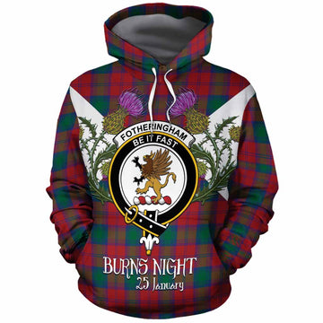 Fotheringham (Fotheringhame) Tartan Family Crest Cotton Hoodie Scottish Burns Night Thistle Floral