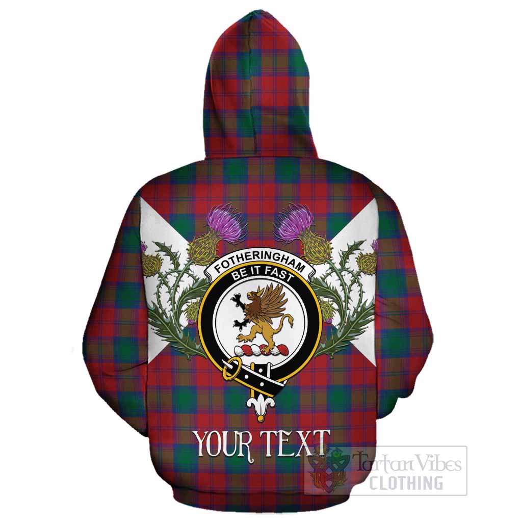 Fotheringham (Fotheringhame) Tartan Family Crest Cotton Hoodie Scottish Burns Night Thistle Floral