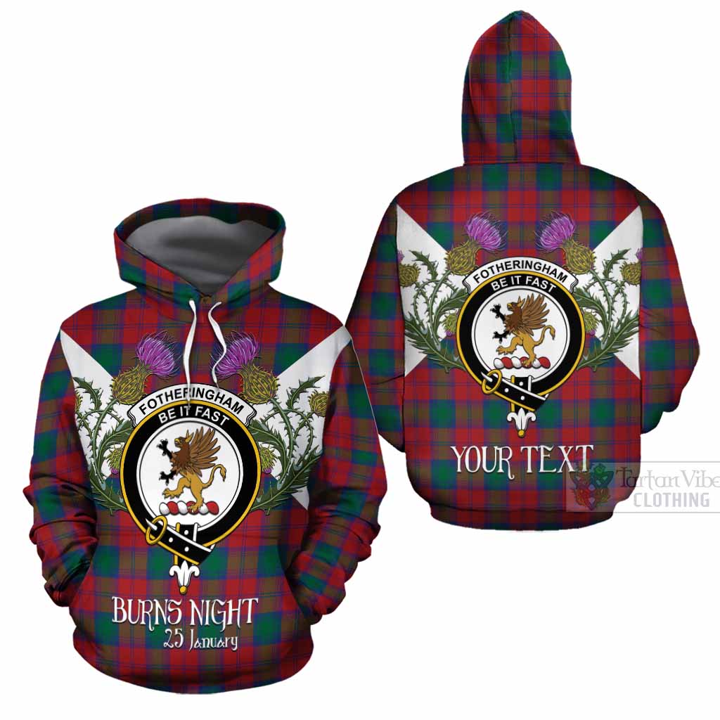 Fotheringham (Fotheringhame) Tartan Family Crest Cotton Hoodie Scottish Burns Night Thistle Floral