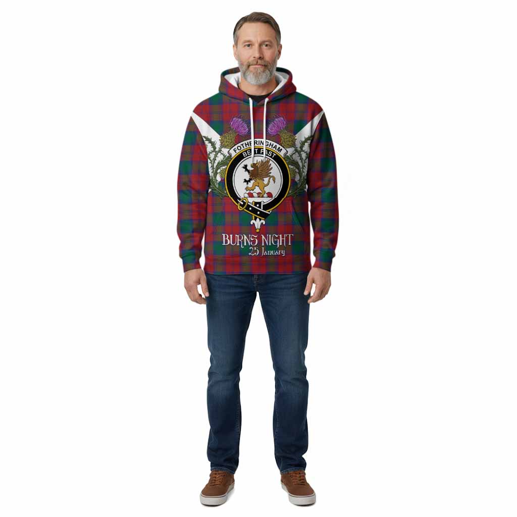 Fotheringham (Fotheringhame) Tartan Family Crest Cotton Hoodie Scottish Burns Night Thistle Floral